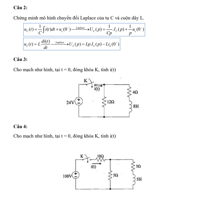 Câu 2 Chứng minh mô hình chuyển đổi Laplace Chegg com