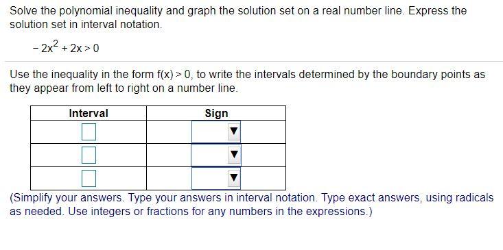 Solved Solve the polynomial inequality and graph the | Chegg.com