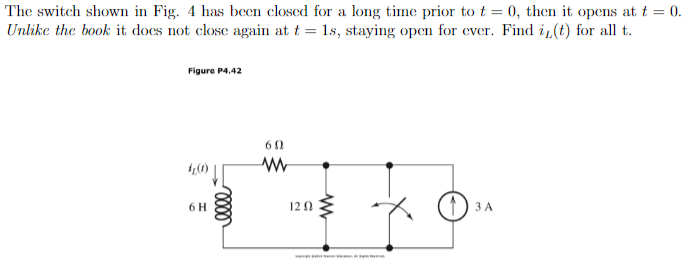 Solved The switch shown in Fig. 4 has been closed for a long | Chegg.com