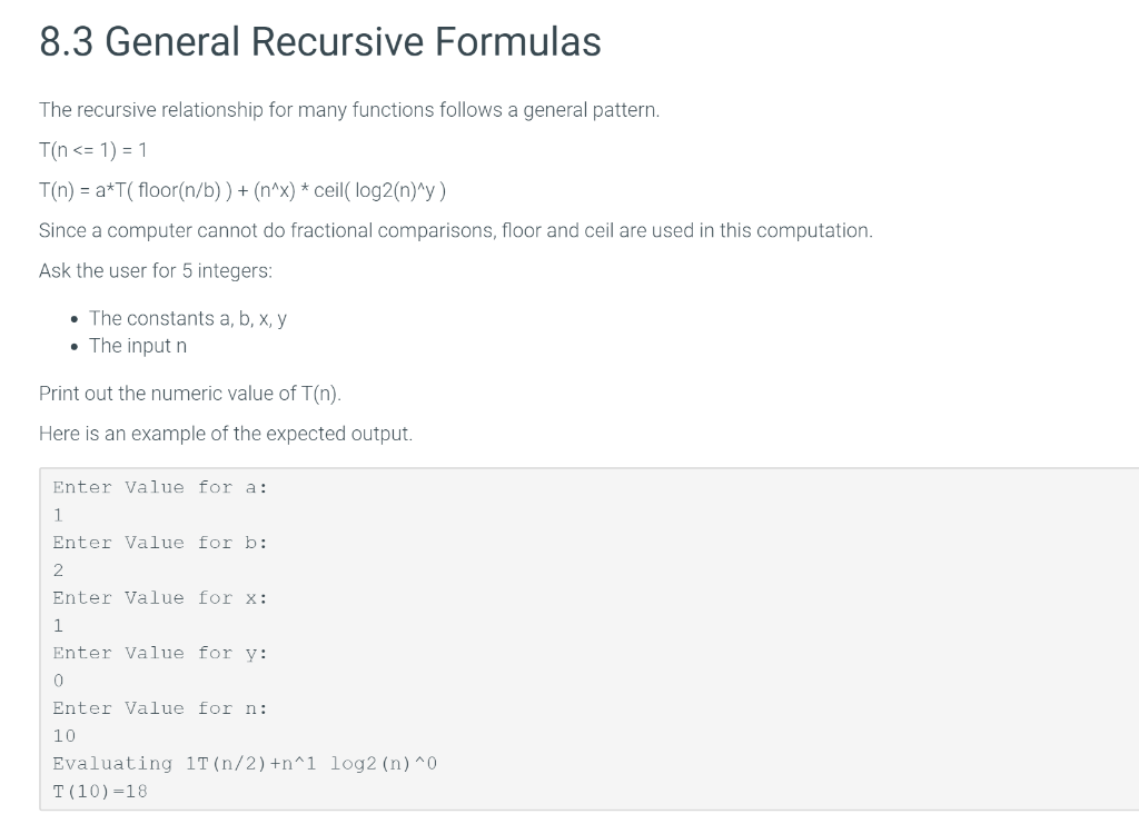 Solved 8.3 General Recursive Formulas The recursive | Chegg.com