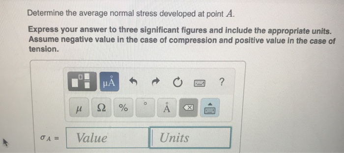 Solved Determine the average normal stress developed at | Chegg.com