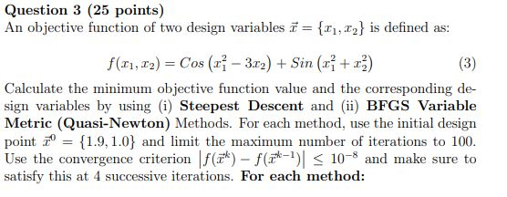 Question 3 (25 points) An objective function of two | Chegg.com