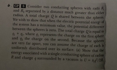 Solved S Consider Two Conducting Spheres With Radii R And R, | Chegg ...