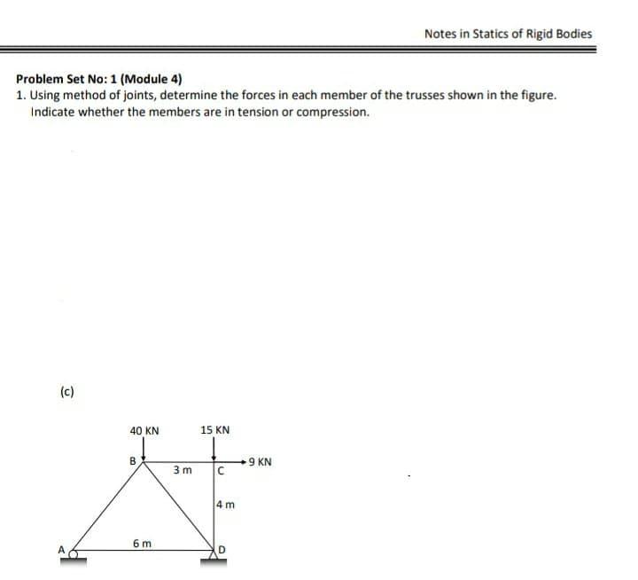 Solved Notes in Statics of Rigid Bodies Problem Set No: 1 | Chegg.com