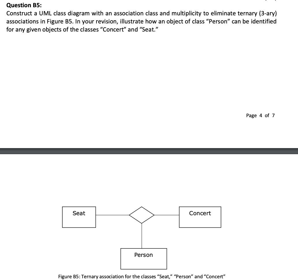 Solved Question B5: Construct A UML Class Diagram With An | Chegg.com