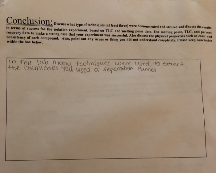 Solved Conclusion Discuss what type of techniques (at least