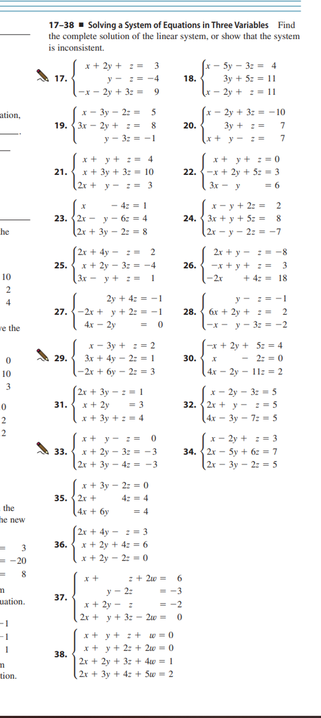 Solved 17-38 ﻿Solving a System of Equations in Three | Chegg.com