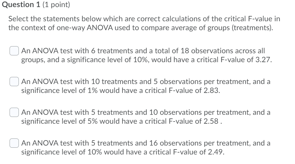 Solved Question 1 (1 point) Select the statements below | Chegg.com