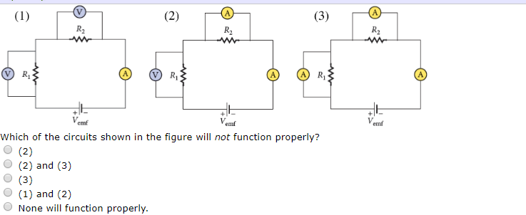 Solved R2 R2 R2 V) R Vemf emf emf Which of the circuits | Chegg.com