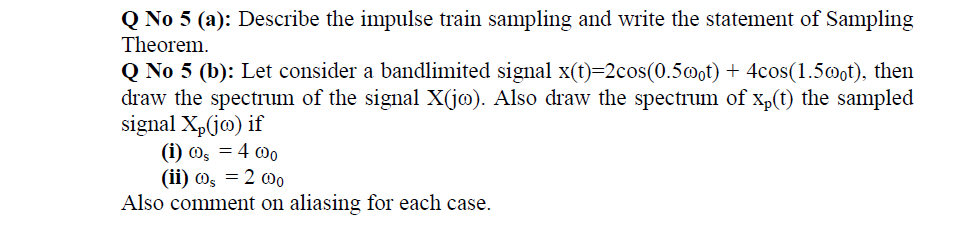 Q No 5 (a): Describe the impulse train sampling and | Chegg.com