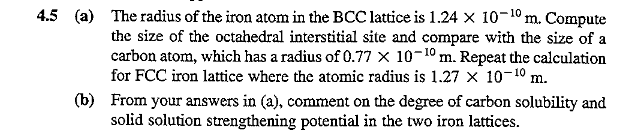 Solved The radius of the iron atom in the BCC lattice is | Chegg.com