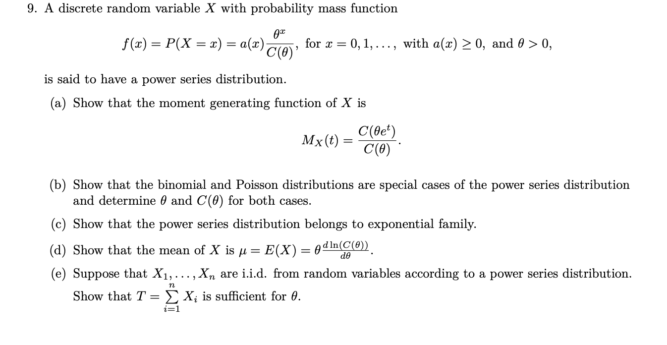 Solved 9 A Discrete Random Variable X With Probability M Chegg Com