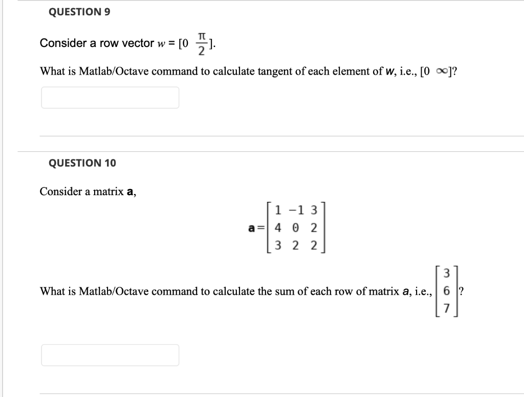 Solved QUESTION 9 Consider a row vector w 0 51. What is Chegg