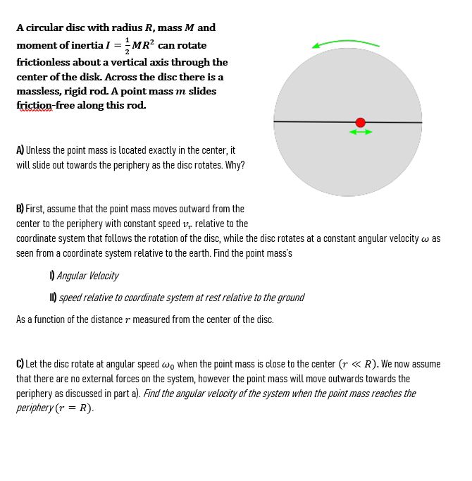 Solved A Circular Disc With Radius R Mass M And Moment O Chegg Com