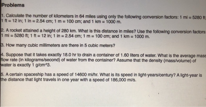 Solved Problems 1. Calculate the number of kilometers in 64