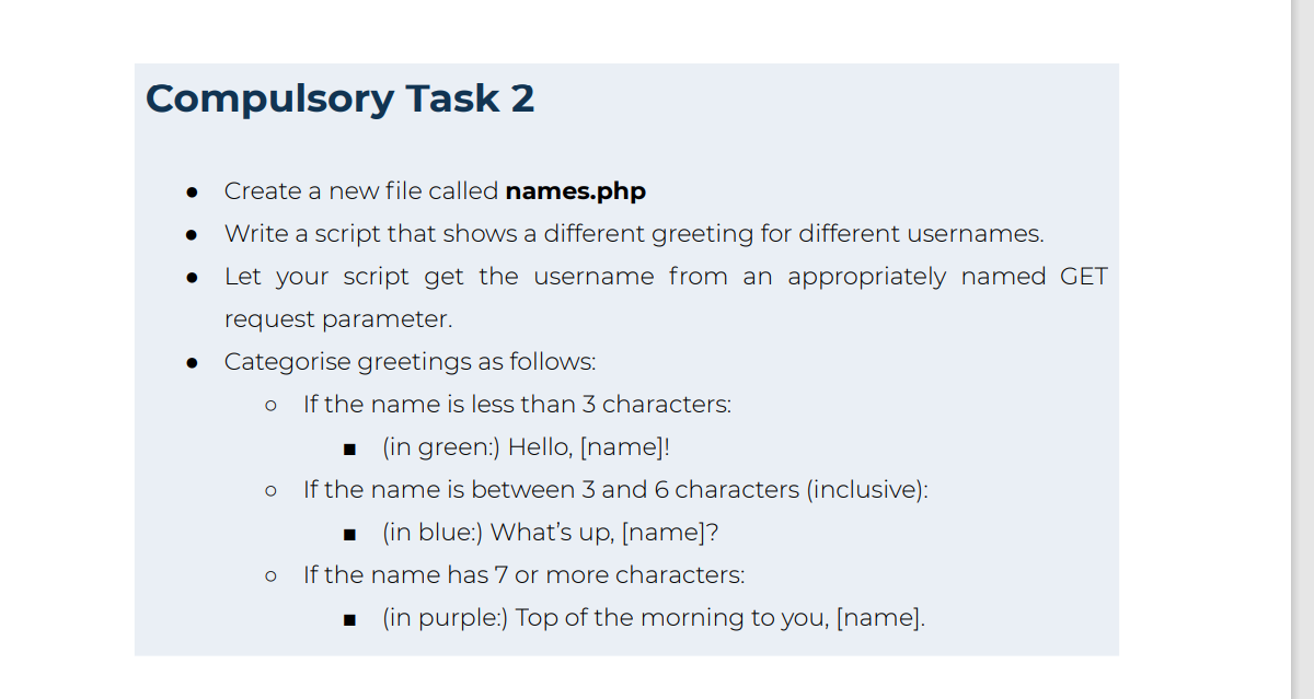 Solved Compulsory Task 1 Create a file called student.php