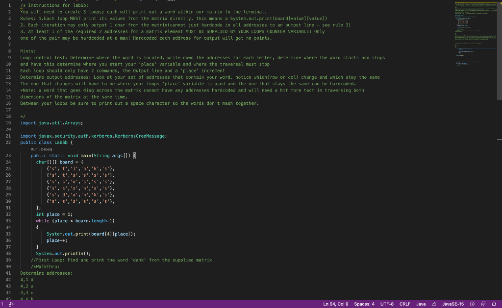Solved I need to print the diagonal from a matrix in java | Chegg.com
