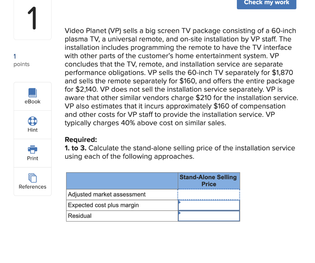 Solved Check my work points Video (VP) sells a big