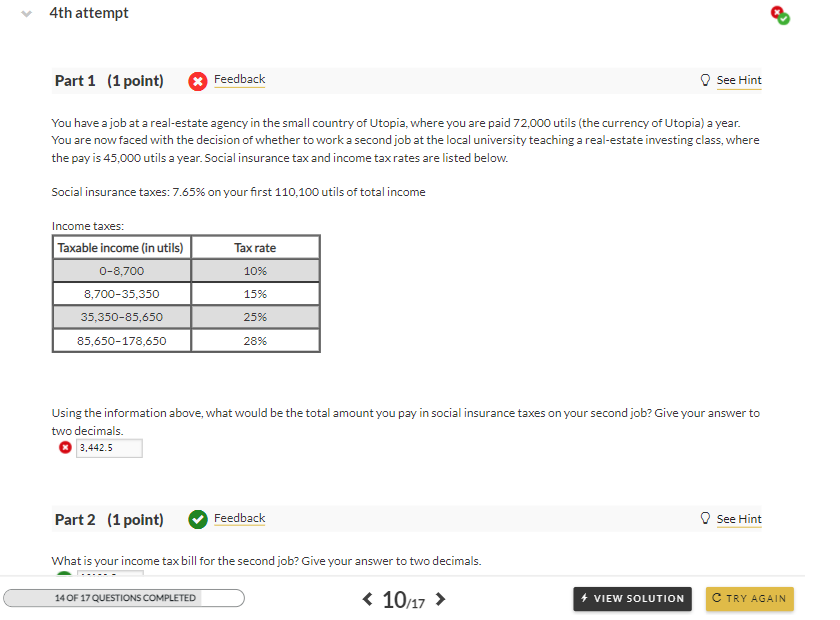 Solved 4th attempt 3 Part 1 (1 point) Feedback See Hint You | Chegg.com
