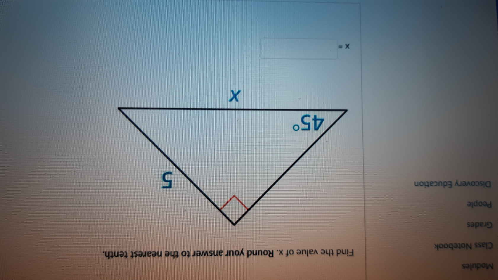 Solved Very Education Find The Value Of X. Round Your Answer | Chegg.com