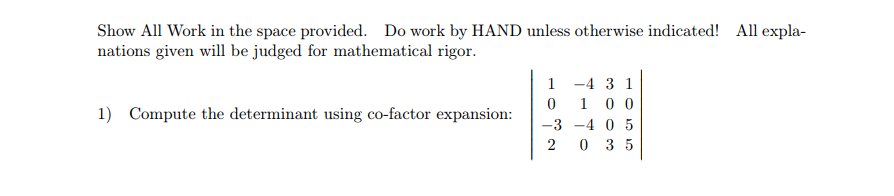 Solved Show All Work in the space provided. Do work by HAND | Chegg.com