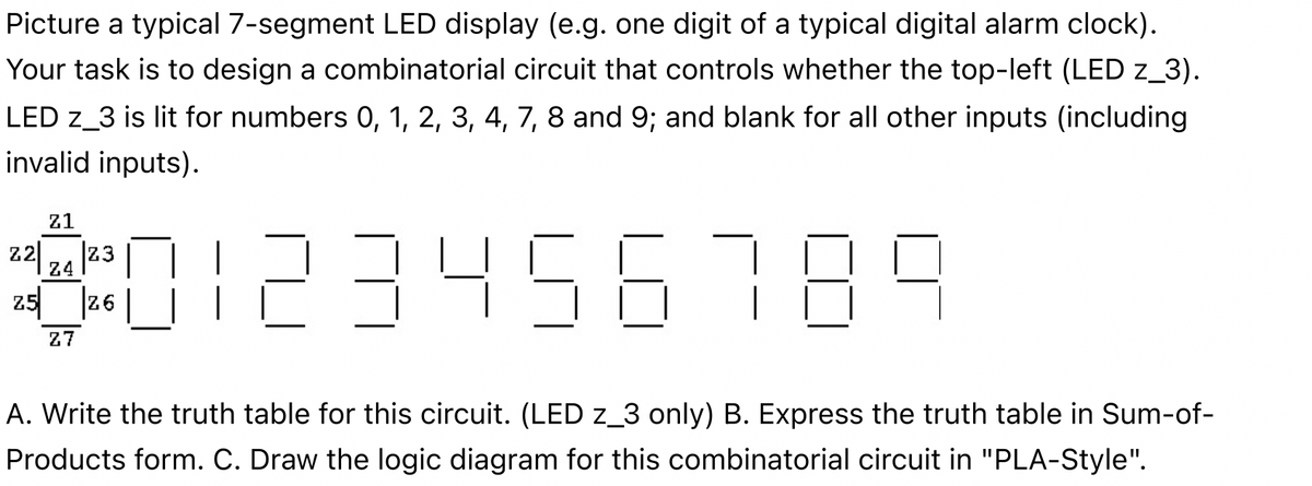 Solved Picture a typical 7-segment LED display (e.g. one | Chegg.com