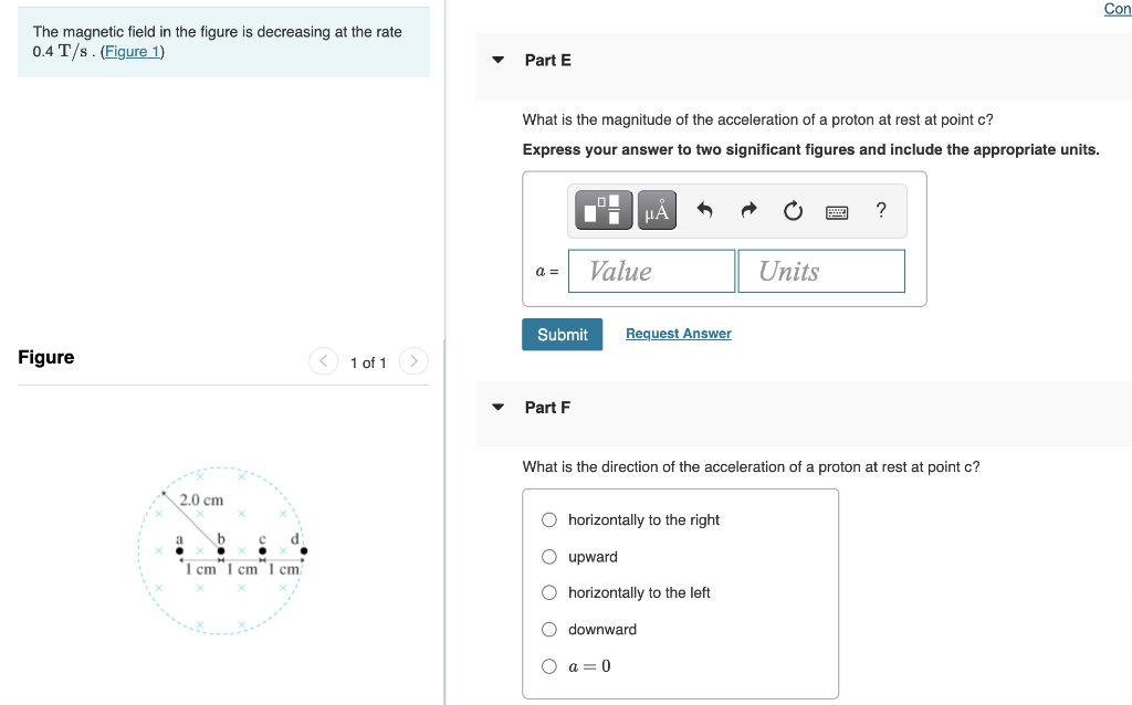 Solved The magnetic field in the figure is decreasing at the | Chegg.com