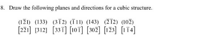 Solved 8. Draw the following planes and directions for a | Chegg.com