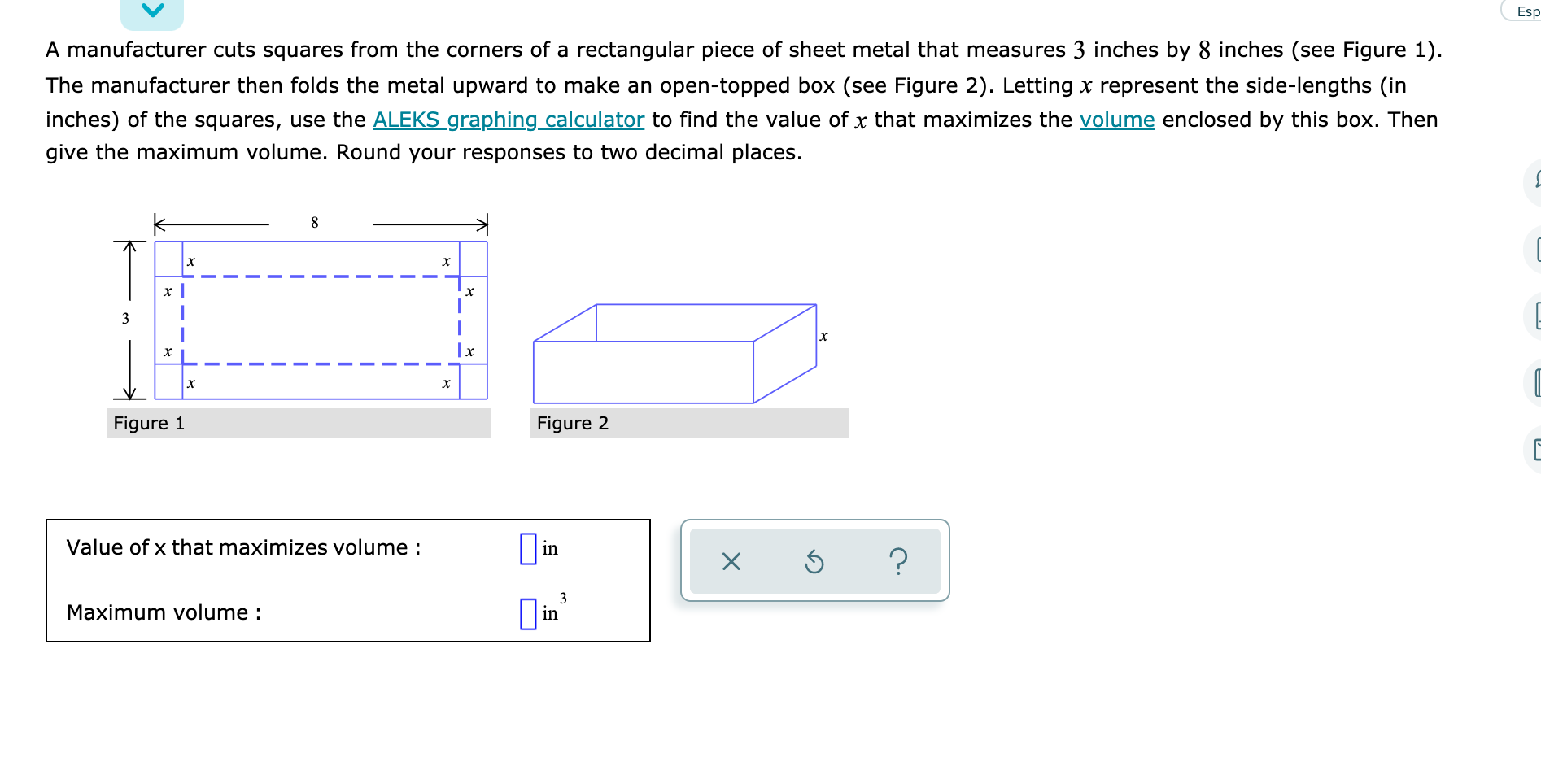 Solved Esp A manufacturer cuts squares from the corners of a