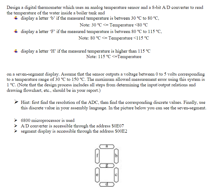Design a digital thermometer which uses an analog Circuit Diagram