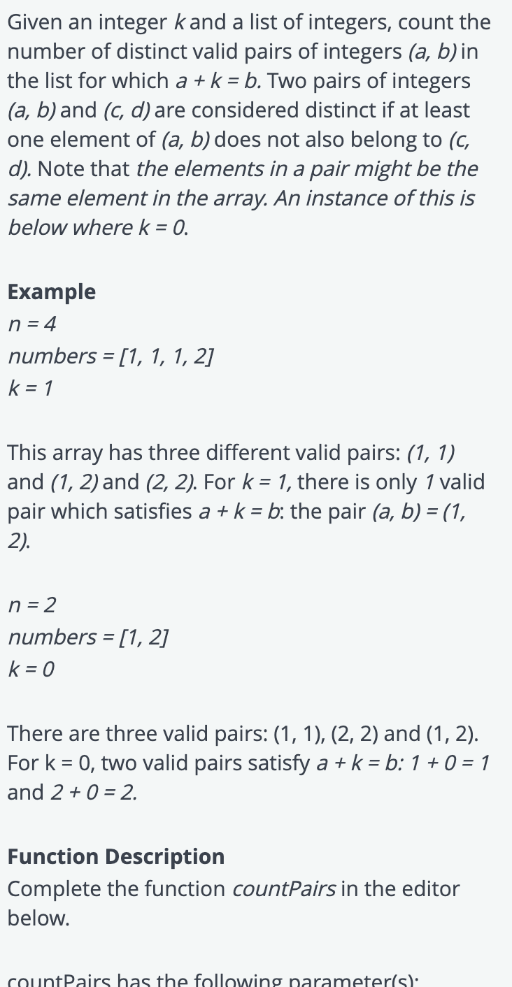 Solved Given An Integer Kand A List Of Integers Count The Chegg