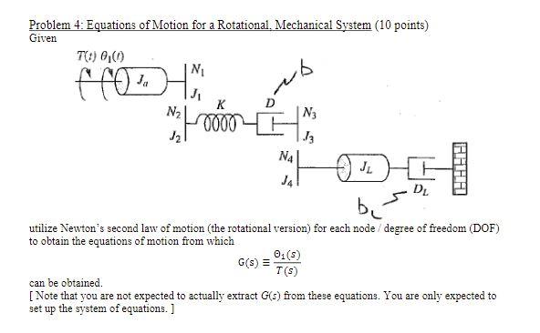 Solved Problem 4: Equations of Motion for a Rotational. | Chegg.com