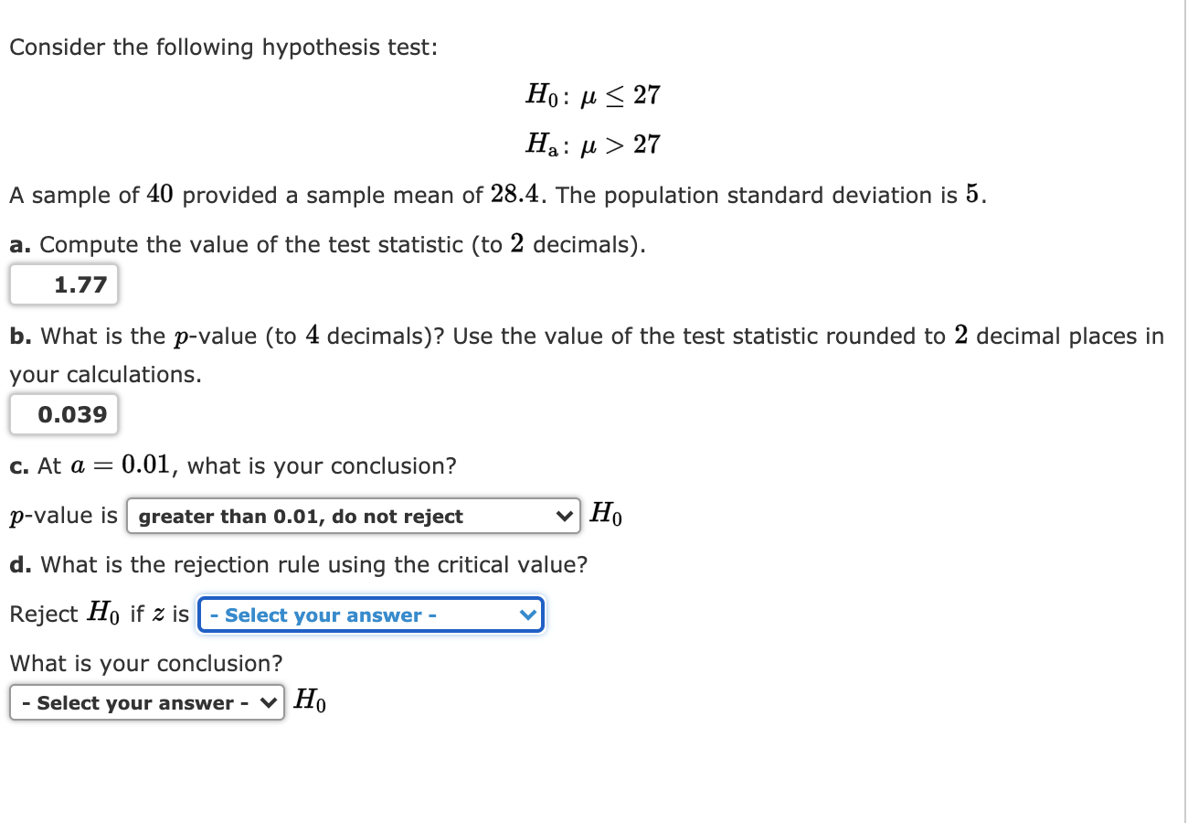 Solved Consider The Following Hypothesis Test Ho U 18 H Chegg Com