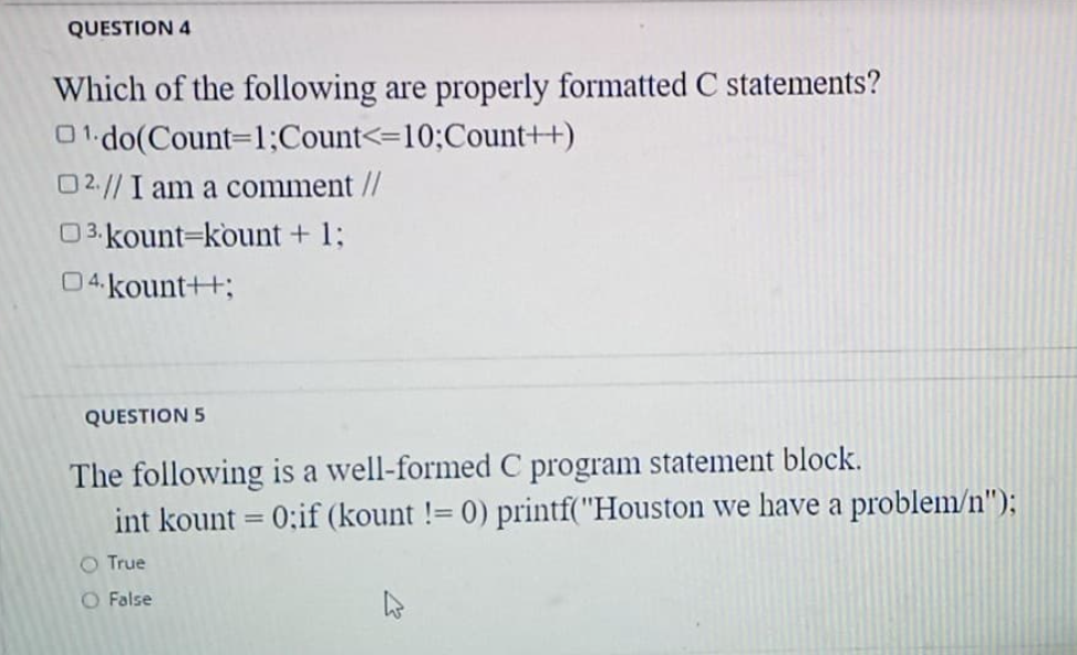 Solved Which of the following are properly formatted C | Chegg.com