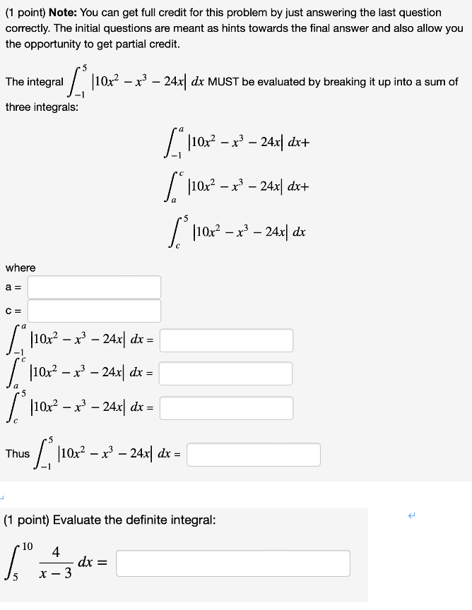 Solved (1 point) Note: You can get full credit for this | Chegg.com