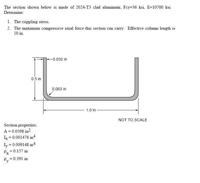 The section shown below is made of 2024T3 clad