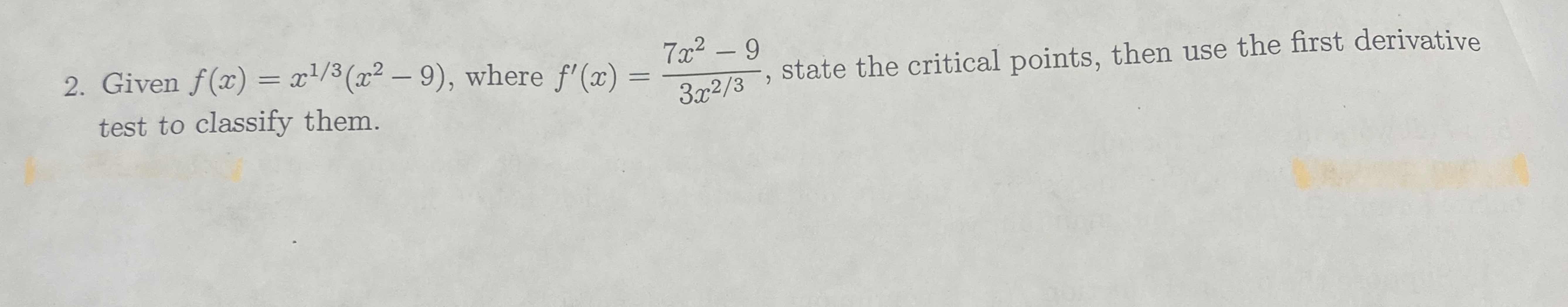 Solved Given F X X13 X2 9 ﻿where F X 7x2 93x23 ﻿state