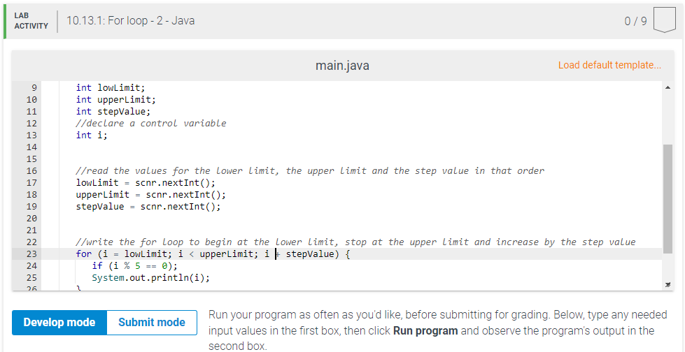 Solved Write a for loop in Java that will display (each on a | Chegg.com
