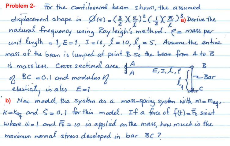 P Mass B Problem 2 For The Cantilevered Beam Sho Chegg Com