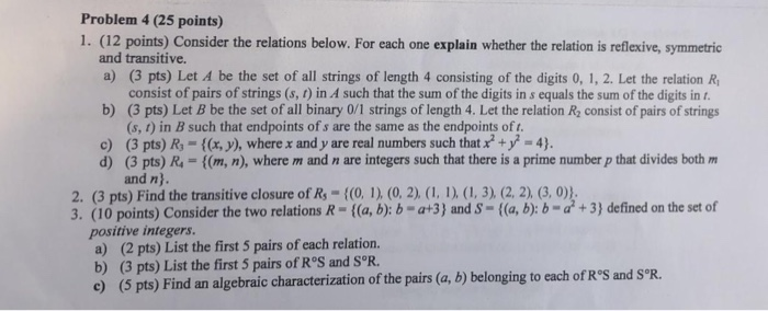 Solved Problem 4 (25 points) 1. (12 points) Consider the | Chegg.com