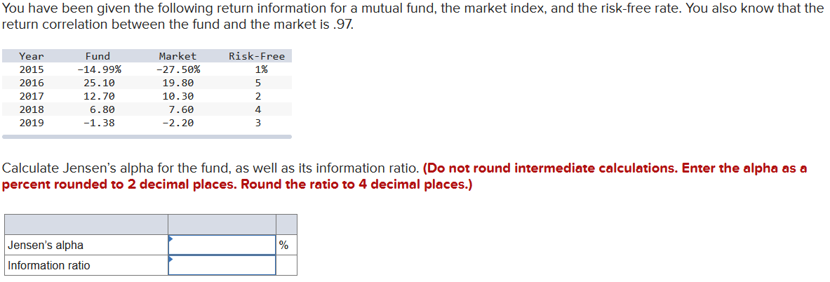 Solved You have been given the following return information | Chegg.com