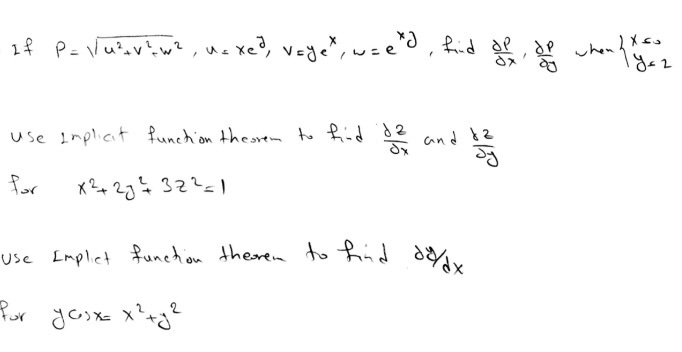 Solved If rho = squareroot u^2 + v^2 + w^2, u = xe^y v = | Chegg.com