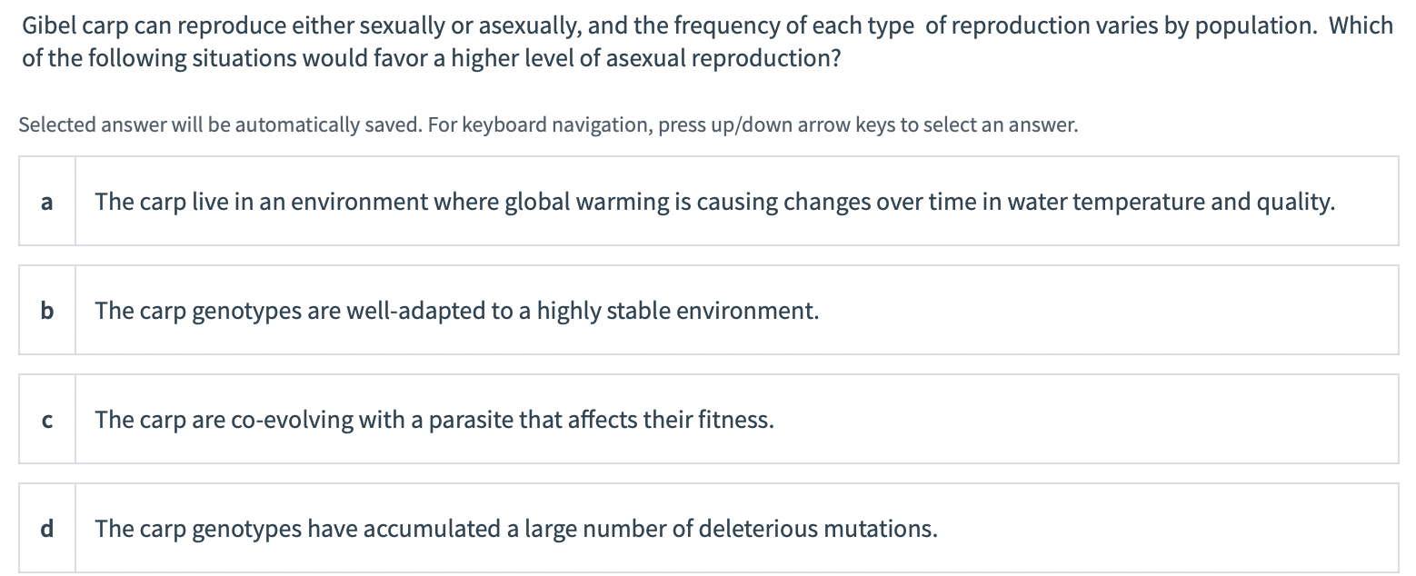 Solved Gibel carp can reproduce either sexually or | Chegg.com