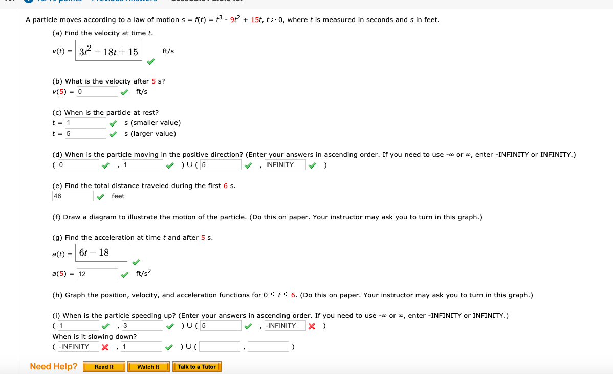 Solved i When is the particle speeding up Enter your Chegg