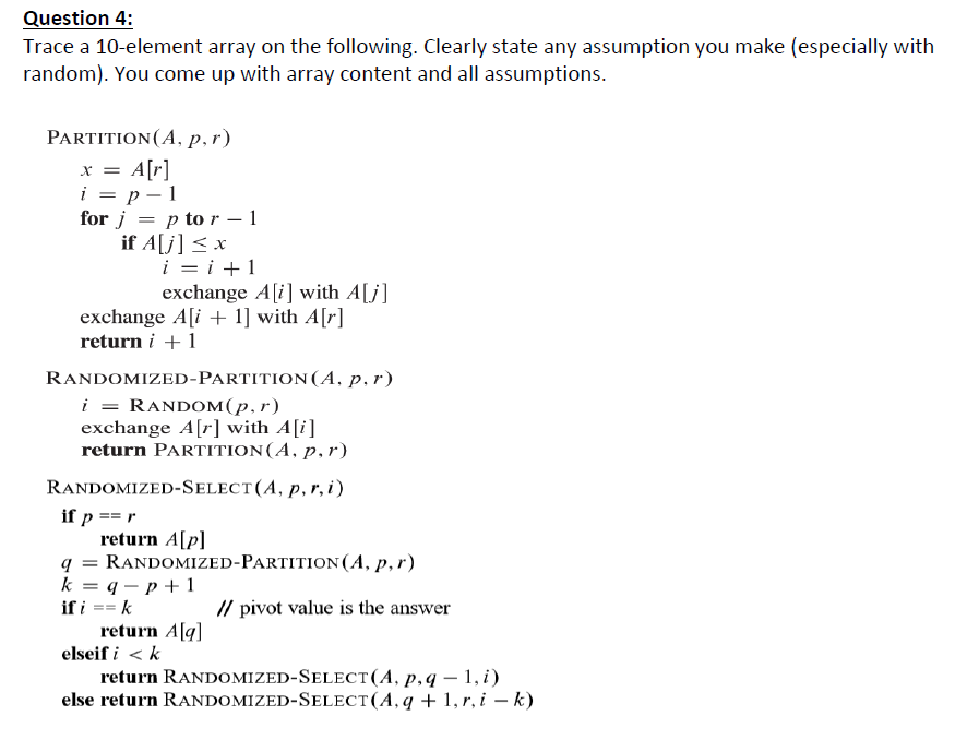 Solved Question 4 Trace A 10 Element Array On The Follow Chegg Com