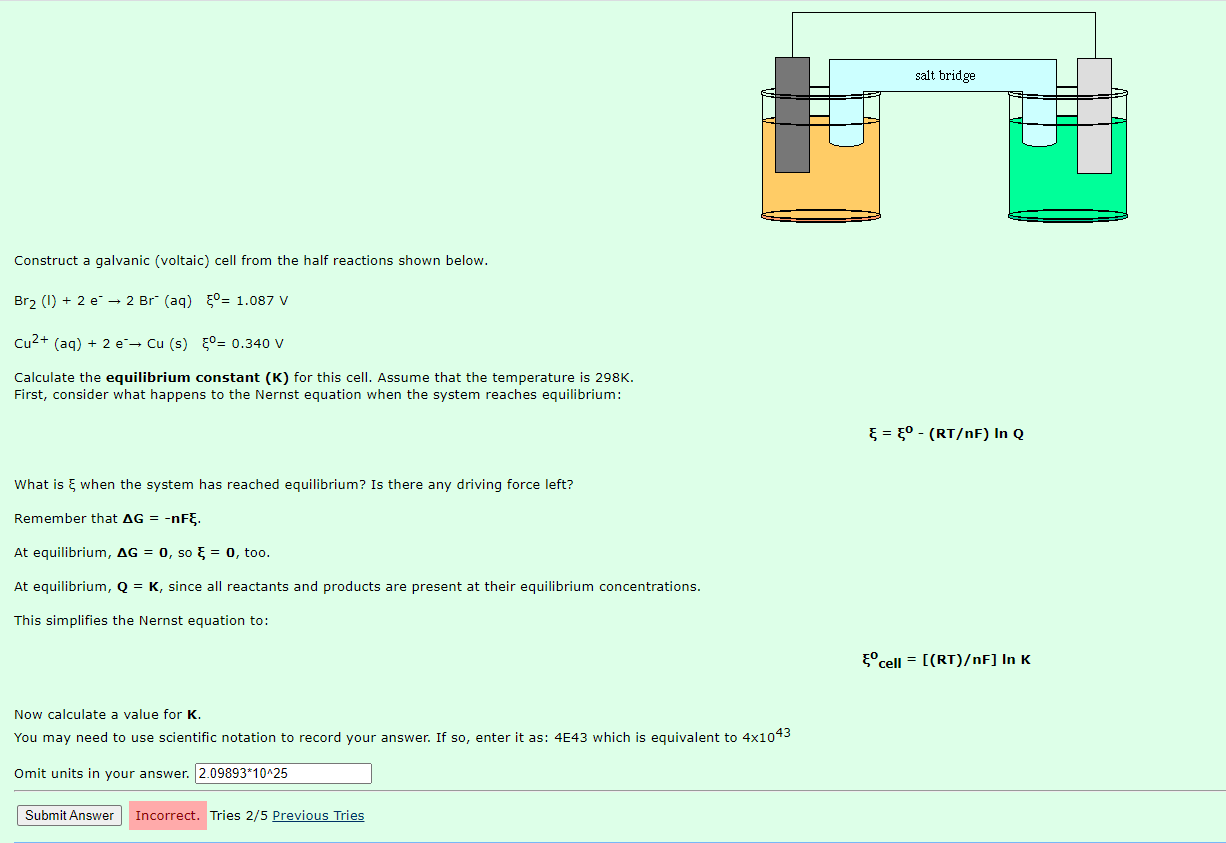 Solved salt bridge 1 Construct a galvanic (voltaic) cell