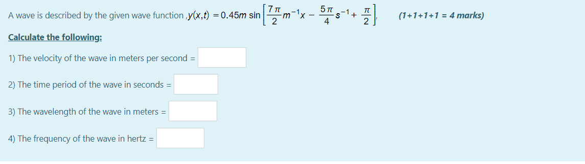 Solved A wave is described by the given wave function y(x,t) | Chegg.com