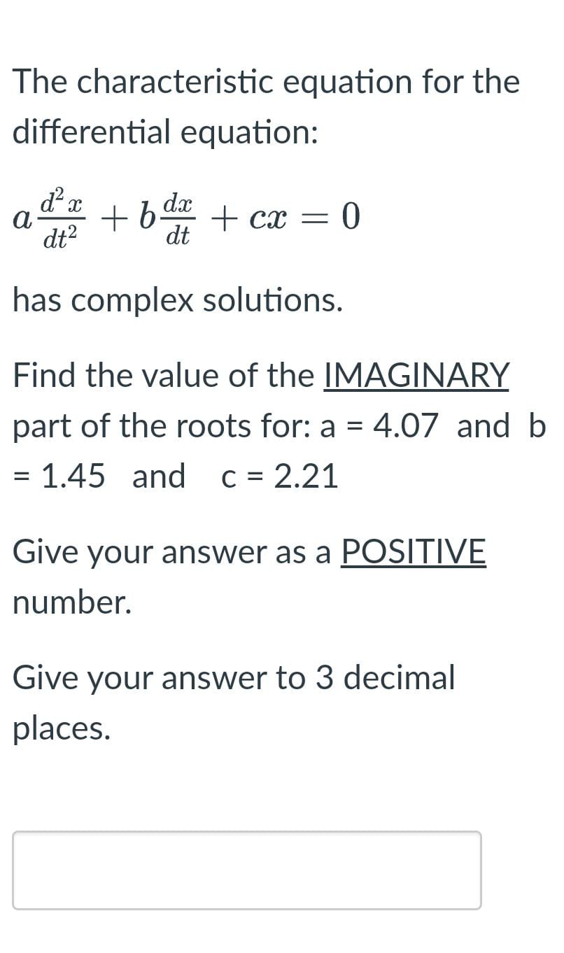 Solved The characteristic equation for the differential | Chegg.com