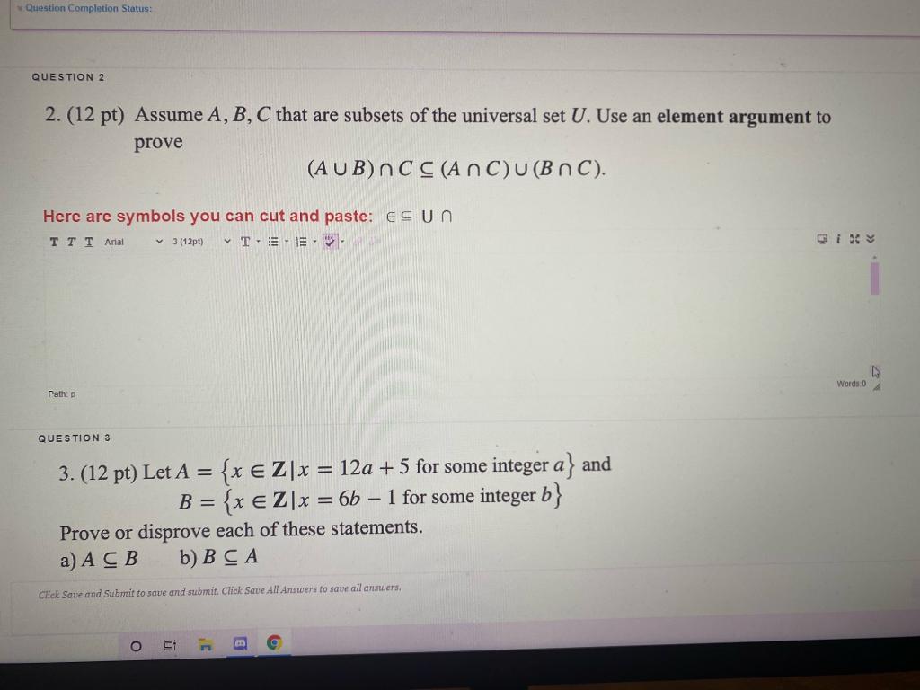 Solved Question Completion Status Question 2 2 12 Pt Chegg Com