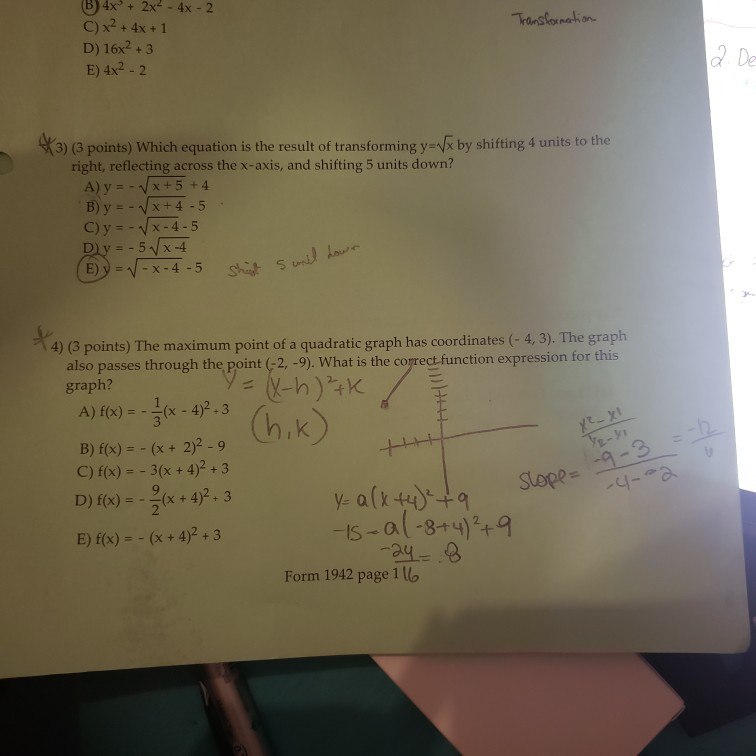 Solved Transformation B 4x 2x 4x 2 C X2 4x 1 D Chegg Com